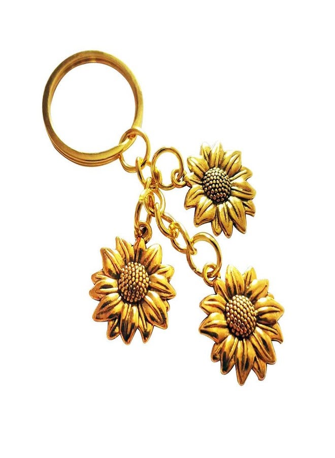 Meimimix Gold Sunflower Pendant Keychain Chain Tassel Key Chain Key Ring Keyring For Women Girls - Image 1